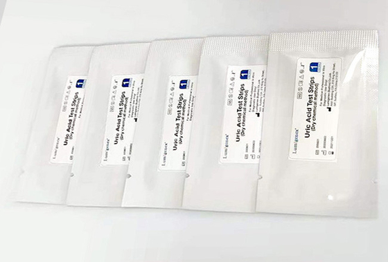 ISO13485 অনুমোদিত ইউরিক অ্যাসিড টেস্ট স্ট্রিপ শুষ্ক রসায়ন 4 মিনিট